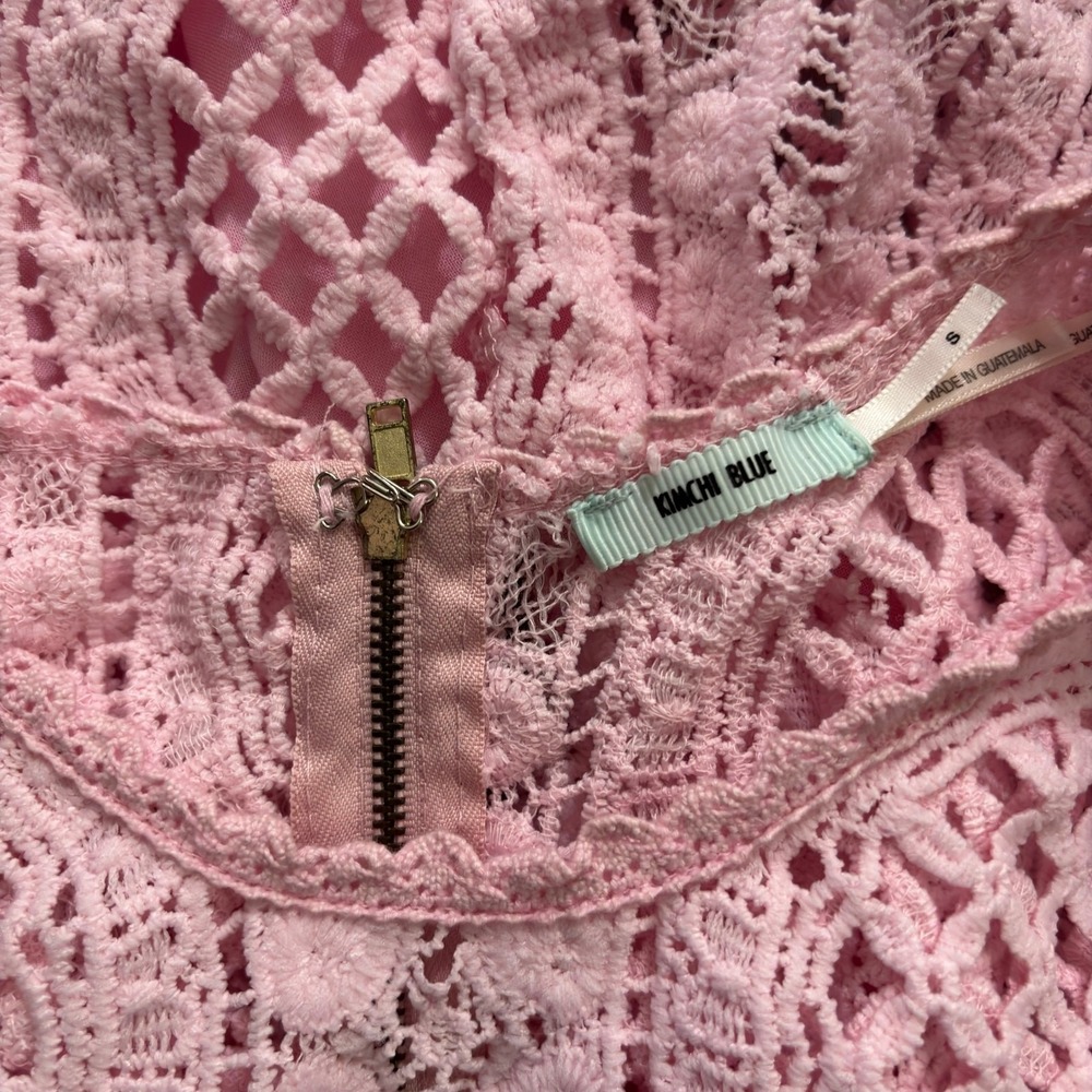 Kimchi Blue Pink Lace A Line Dress S Barbiecore Coquette Fit and Flare Delicate - Picture 3 of 4